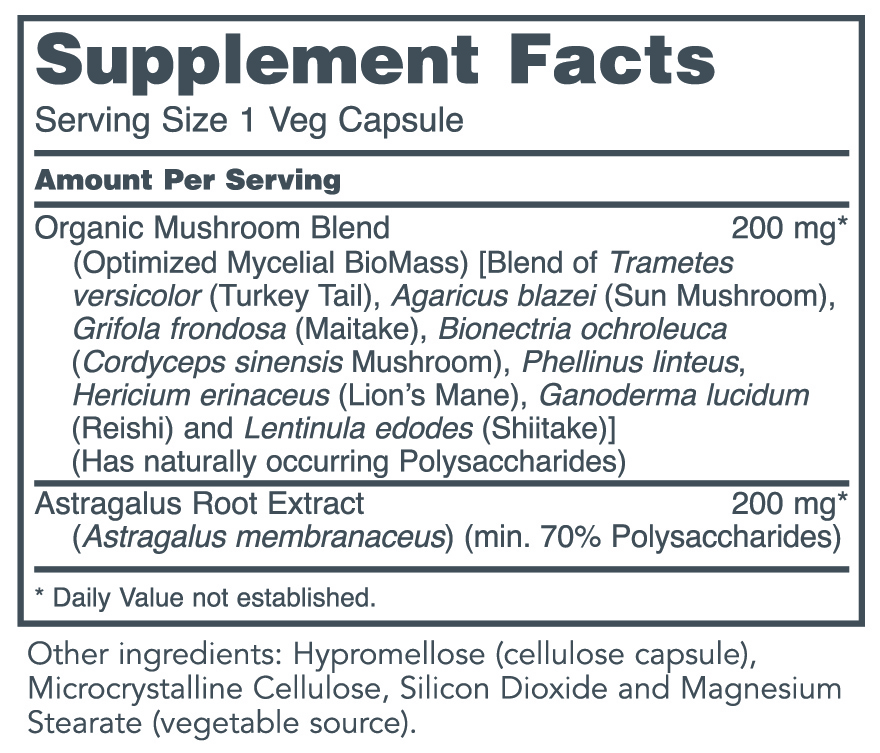 Mycel Immune Plus Supplement Facts