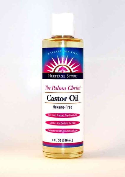 Castor Oil 8 OZ ,Heritage Store, Castor Oil, wound healing, constipation, sore joints, painful joints, bruises, treat bruises, castor oil pack, laxative, boils, skin disorders, blisters, warts