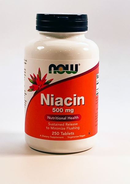 Niacin 500 MG Sustained Release to minimize flushing, cholesterol supplement  - Dr Adrian MD, Vital Nutrients,  Niacin sustained release, HDL, LDL, Triglyceride, lipid metabolism, 