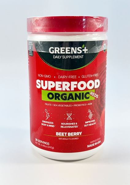 Greens Plus ,Greens Plus Reds, Organic, Superfood, Beet Berry, raw food, vegan, gluten free, dairy free, soy free, non GMO, antioxidant blend, digestive blend, endurance blend